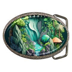 Waterfall Jungle Nature Paper Craft Trees Tropical Belt Buckles