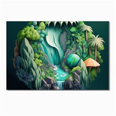 Waterfall Jungle Nature Paper Craft Trees Tropical Postcards 5  X 7  (pkg Of 10) by Ravend