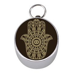 Hamsa-hand-drawn-symbol-with-flower-decorative-pattern Mini Silver Compasses by Salman4z
