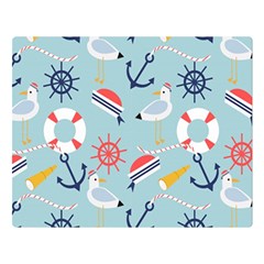 Nautical-marine-symbols-seamless-pattern Two Sides Premium Plush Fleece Blanket (large) by Salman4z