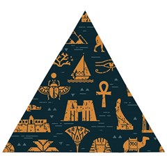 Dark-seamless-pattern-symbols-landmarks-signs-egypt Wooden Puzzle Triangle by Salman4z