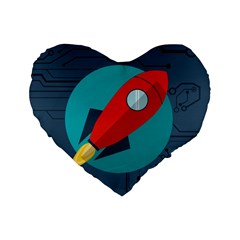 Rocket-with-science-related-icons-image Standard 16  Premium Heart Shape Cushions by Salman4z
