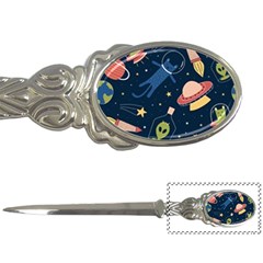 Seamless-pattern-with-funny-aliens-cat-galaxy Letter Opener by Salman4z