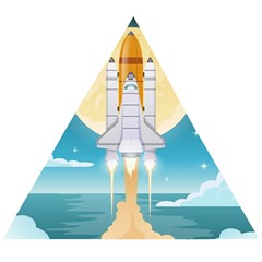 Space-exploration-illustration Wooden Puzzle Triangle by Salman4z