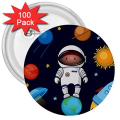 Boy-spaceman-space-rocket-ufo-planets-stars 3  Buttons (100 Pack)  by Salman4z