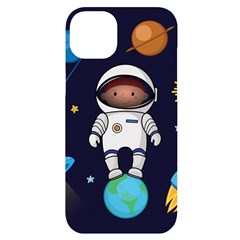 Boy-spaceman-space-rocket-ufo-planets-stars Iphone 14 Plus Black Uv Print Case by Salman4z