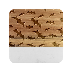 Halloween-card-with-bats-flying-pattern Marble Wood Coaster (square) by Salman4z