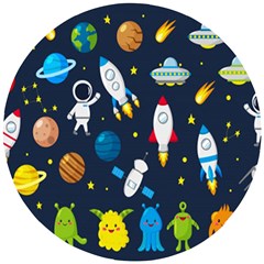 Big-set-cute-astronauts-space-planets-stars-aliens-rockets-ufo-constellations-satellite-moon-rover-v Wooden Puzzle Round by Salman4z