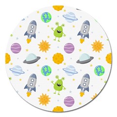 Seamless-pattern-cartoon-space-planets-isolated-white-background Magnet 5  (round) by Salman4z