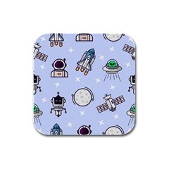 Seamless-pattern-with-space-theme Rubber Square Coaster (4 Pack) by Salman4z
