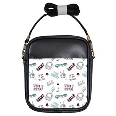 Music-themed-doodle-seamless-background Girls Sling Bag by Salman4z
