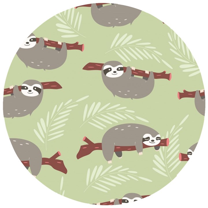 Sloths-pattern-design Wooden Puzzle Round