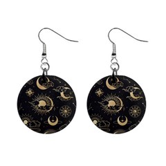 Asian-seamless-pattern-with-clouds-moon-sun-stars-vector-collection-oriental-chinese-japanese-korean Mini Button Earrings by Salman4z
