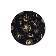 Asian-seamless-pattern-with-clouds-moon-sun-stars-vector-collection-oriental-chinese-japanese-korean Rubber Coaster (round) by Salman4z