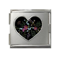 Embroidery-trend-floral-pattern-small-branches-herb-rose Mega Link Heart Italian Charm (18mm) by Salman4z