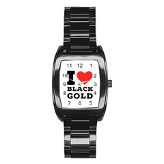 I Love Black Gold Stainless Steel Barrel Watch by ilovewhateva