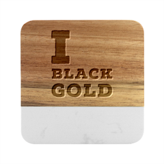 I Love Black Gold Marble Wood Coaster (square) by ilovewhateva