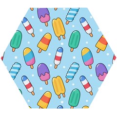Cute-kawaii-ice-cream-seamless-pattern Wooden Puzzle Hexagon by Salman4z