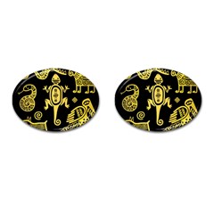 Mexican-culture-golden-tribal-icons Cufflinks (oval) by Salman4z