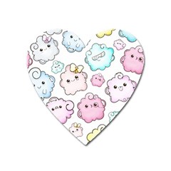 Cute-doodle-cartoon-seamless-pattern Heart Magnet by Salman4z