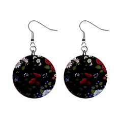Floral-folk-fashion-ornamental-embroidery-pattern Mini Button Earrings by Salman4z