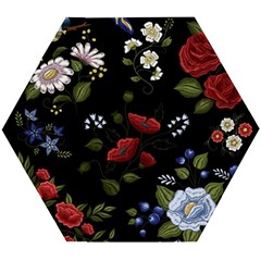 Floral-folk-fashion-ornamental-embroidery-pattern Wooden Puzzle Hexagon by Salman4z