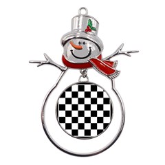 Chess-board-background-design Metal Snowman Ornament by Salman4z