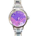 Colorful-abstract-wallpaper-theme Round Italian Charm Watch