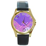 Colorful-abstract-wallpaper-theme Round Gold Metal Watch