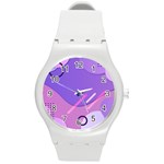 Colorful-abstract-wallpaper-theme Round Plastic Sport Watch (M)
