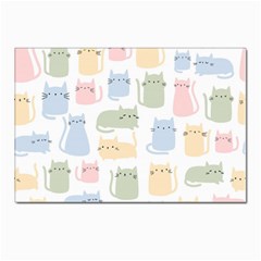 Cute-cat-colorful-cartoon-doodle-seamless-pattern Postcard 4 x 6  (pkg Of 10) by Salman4z