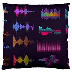 Colorful-sound-wave-set Large Premium Plush Fleece Cushion Case (two Sides) by Salman4z