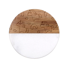 Cute-unicorn-rainbow-seamless-pattern-background Classic Marble Wood Coaster (round)  by Salman4z
