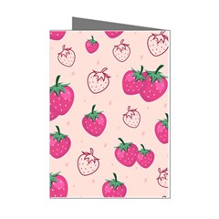 Seamless-strawberry-fruit-pattern-background Mini Greeting Cards (pkg Of 8)