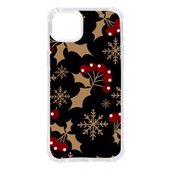 Christmas Pattern With Snowflakes Berries Iphone 14 Plus Tpu Uv Print Case by pakminggu