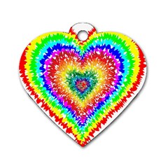 Tie Dye Heart Colorful Prismatic Dog Tag Heart (two Sides) by pakminggu