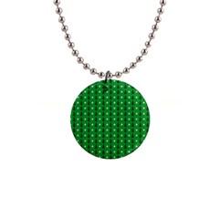Green Christmas Tree Pattern Background 1  Button Necklace by pakminggu