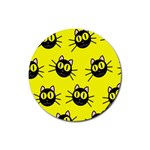 Cats Heads Pattern Design Rubber Coaster (Round) Front