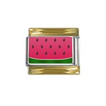 Watermelon Fruit Summer Red Fresh Food Healthy Gold Trim Italian Charm (9mm)