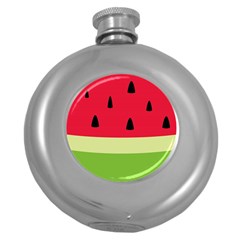 Watermelon Fruit Food Healthy Vitamins Nutrition Round Hip Flask (5 Oz) by pakminggu