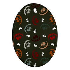 Art Halloween Pattern Creepy Design Digital Papers Oval Ornament (two Sides) by pakminggu