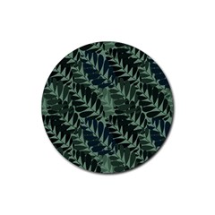 Background Pattern Leaves Texture Design Wallpaper Rubber Round Coaster (4 Pack) by pakminggu