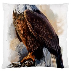 Eagle Art Eagle Watercolor Painting Bird Animal Large Premium Plush Fleece Cushion Case (two Sides) by pakminggu