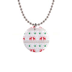 Red Green And Blue Christmas Themed Illustration 1  Button Necklace by pakminggu