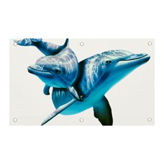 Two Dolphins Art Atlantic Dolphin Painting Animal Marine Mammal Banner And Sign 5  X 3  by pakminggu