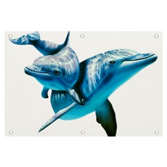 Two Dolphins Art Atlantic Dolphin Painting Animal Marine Mammal Banner And Sign 6  X 4  by pakminggu