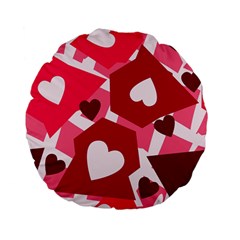 Pink Hearts Pattern Love Shape Standard 15  Premium Flano Round Cushions by danenraven