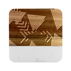 Memphis Pattern Geometric Abstract Marble Wood Coaster (square) by danenraven