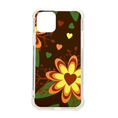 Floral Hearts Brown Green Retro Iphone 11 Pro 5 8 Inch Tpu Uv Print Case by danenraven