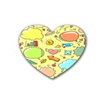 Cute Sketch Child Graphic Funny Rubber Coaster (Heart)